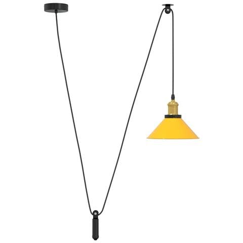 Lampada Sospensione Regolabile E27 Giallo Lucido Ø22 cm Metallo - Foto 1