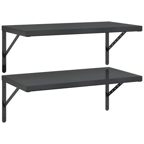 Lusso Casadino - Mensole A Muro 2 Pz 75x40 Cm Nero In Acciaio Inossidabile - Foto 1