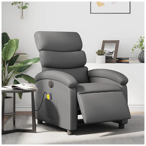 Poltrona Massaggiante Elettrica Reclinabile Grigio Similpelle - Foto 2