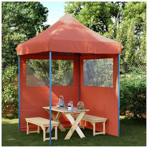 Tendone per Feste Pieghevole Pop-Up con 2 Pareti Terracotta - Foto 2