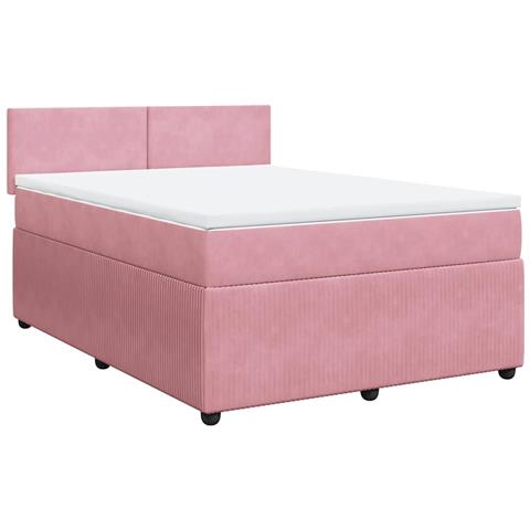Giroletto a Molle con Materasso Rosa 140x190 cm in Velluto - Foto 1