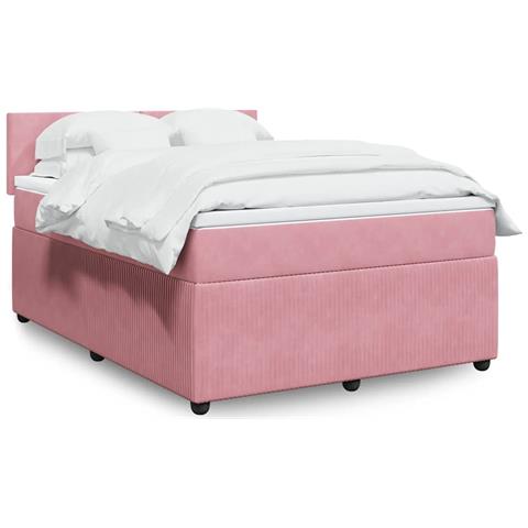 Giroletto a Molle con Materasso Rosa 140x190 cm in Velluto - Foto 2