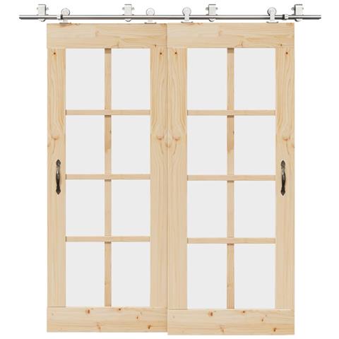 Kit Binari Porta Scorrevole 200 cm Acciaio Inossidabile Argento - Foto 2