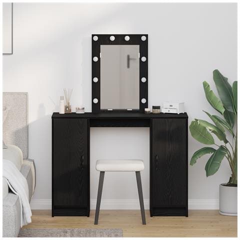 Tavolo da trucco  con luci LED Nero Rovere 102x33x135 cm - Foto 2