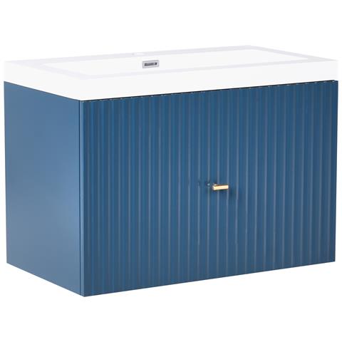 Mobile Lavabo A Parete Con Lavabo Lago Con Impugnatura Dorata 80 Cm Blu Scuro - Foto 2