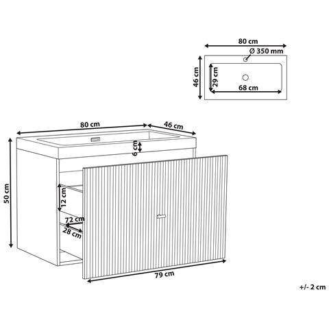 Mobile Lavabo A Parete Con Lavabo Lago Con Impugnatura Dorata 80 Cm Blu Scuro - Foto 7