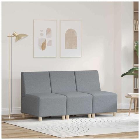 Unità di Divano Modulare Senza Braccioli 3 pcs Grigio chiaro - Foto 2