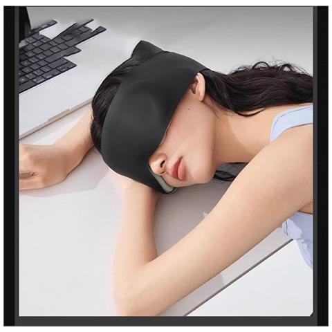 Mascherina Per Dormire Sagomata In Memory Foam - Blocca La Luce E Allevia L'affaticamento Oculare Black - Foto 2