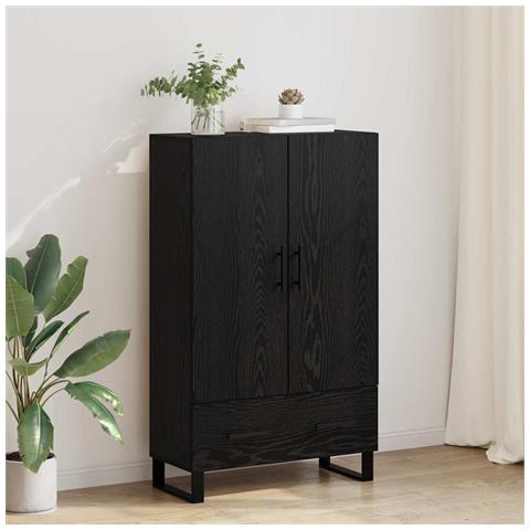 Credenza Rovere Nero 69,5 x 30 x 115 cm Legno multistrato - Foto 2