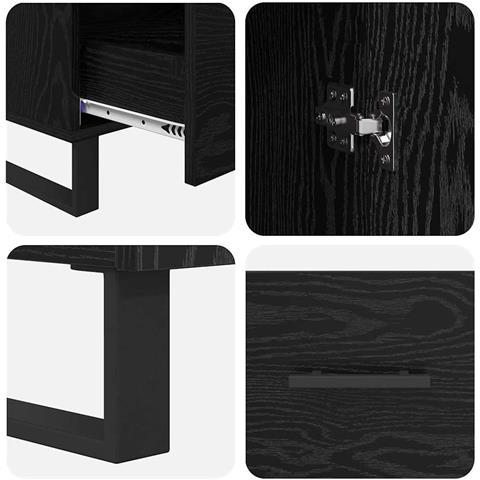 Credenza Rovere Nero 69,5 x 30 x 115 cm Legno multistrato - Foto 9
