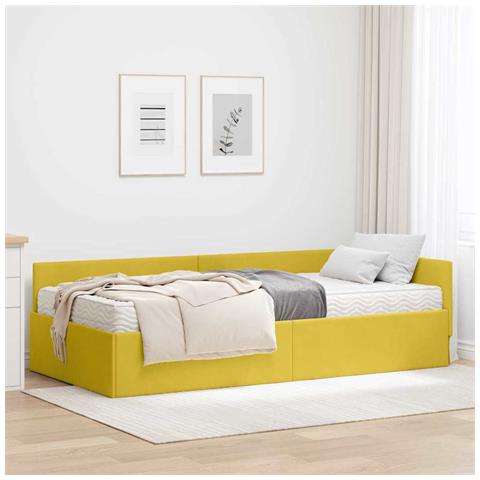 Struttura Letto Angolare con Materasso 2 pcs Giallo Velluto - Foto 2