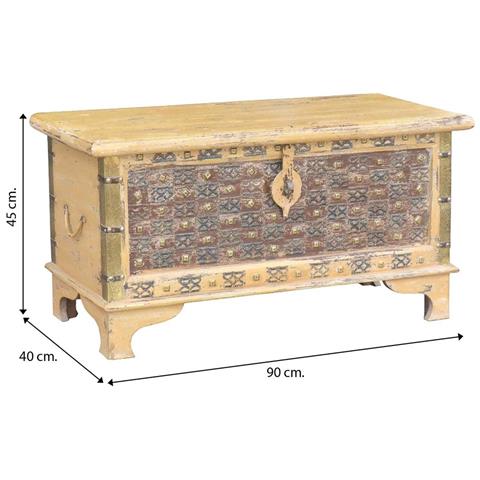 Baule In Legno Marrone 90x40x45h - Foto 4