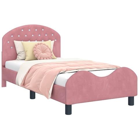Struttura letto bambini con testata Rosa 80 x 160 cm Velluto - Foto 1