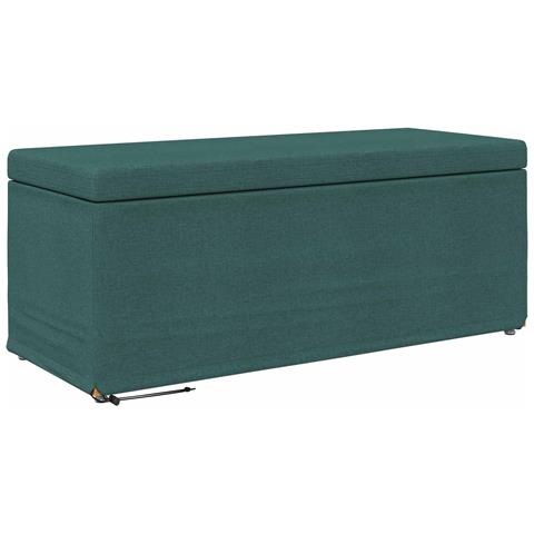 Pouf Verde Scuro Tessuto e Legno Ingegnerizzato - Foto 1