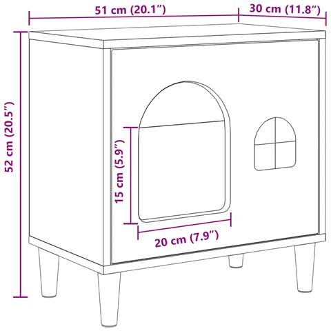 Casa per Gatti Grigio Sonoma 51 x 30 x 52 cm Legno multistrato - Foto 9