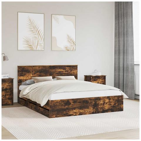 Struttura del letto con cassetto Rovere fumé 160 x 200 cm - Foto 2