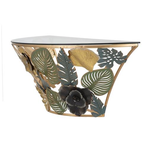 Console Sospesa Amaz In Ferro E Vetro Decorazione Tropicale 120 Cm - Foto 2