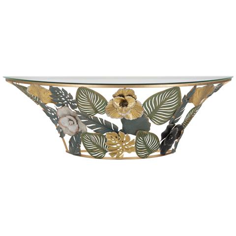 Tavolo Consolle Foglia 74-multicolore-metallo-120x40,5x37,2 Cm - Foto 1