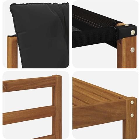 Set di divani da esterno con cuscino 5 pcs Naturale e Nero - Foto 9