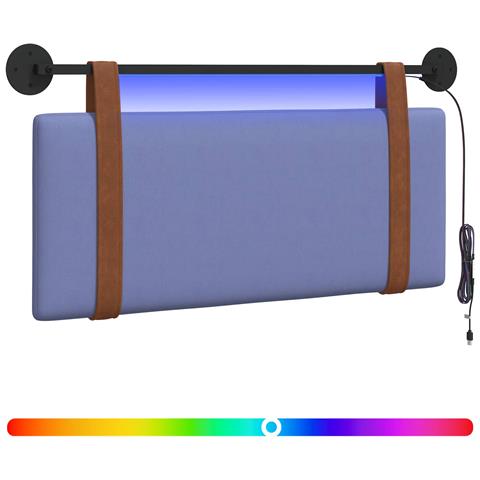 Testiera sospesa Con luce LED Blu jeans PU Antico - Foto 1