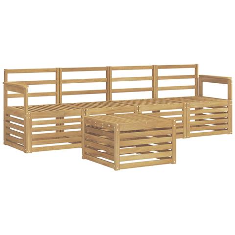 Set di divani da esterno 5 pcs Bianco Legno di Acacia Massello - Foto 1
