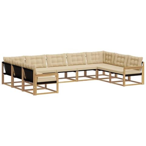 Set di divani da esterno con cuscino 9 pcs Bianco e Beige - Foto 1