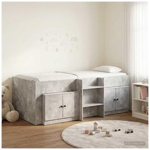 Struttura Letto Loft con Mobile con porta 3 pz Grigio Cemento - Foto 2