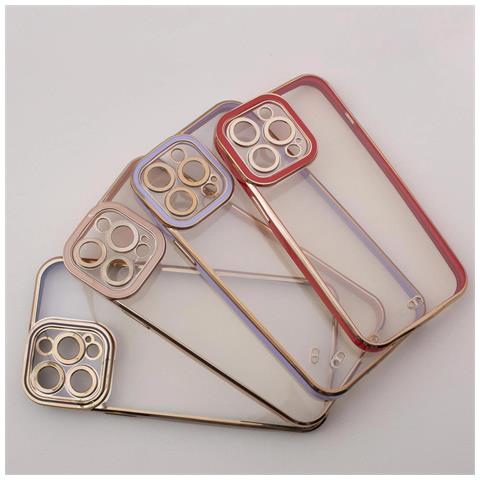 Coperchio Per Iphone 12 Pro Con Cornice Dorata, Cover Gialla, Colore Viola. - Foto 2