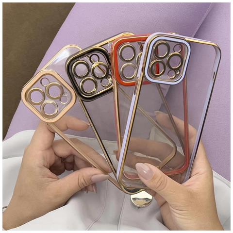 Coperchio Per Iphone 12 Pro Con Cornice Dorata, Cover Gialla, Colore Viola. - Foto 7