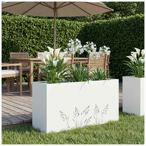 Vaso da giardino Bianco 100 x 20 x 49 cm - Foto 2