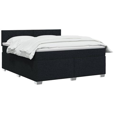 Letto box spring con materasso Nero 140 x 190 cm Tessuto - Foto 2