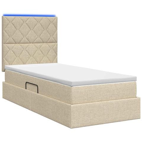 Letto con contenitore LED e materasso Crema 90 x 200 cm Tessuto - Foto 9