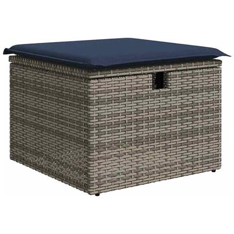 Set Divano da Giardino 7 pz Grigio e Blu Navy polyrattan - Foto 2