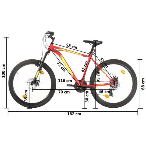 Mountain Bike 21 Speed 27,5"" Ruote 42 cm Rosso - Foto 2