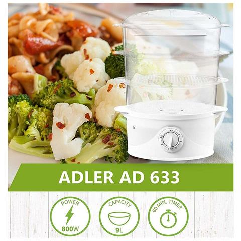 AD 633 3cestello / cestelli Libera installazione 800W Bianco pentola a vapore - Foto 2