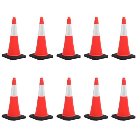 Coni Spartitraffico Riflettenti con Basi Pesanti 10 pz 75 cm - Foto 1