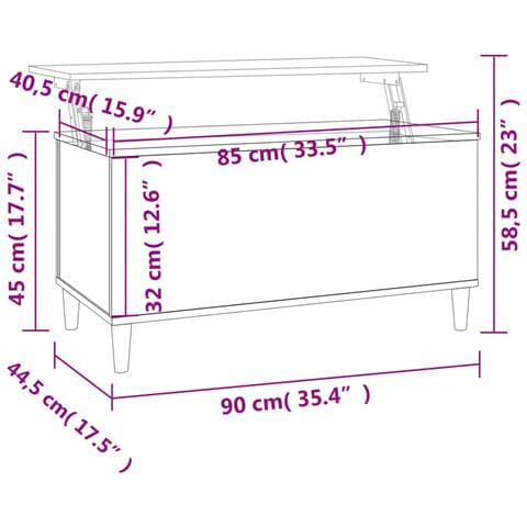 Tavolino Salotto Rovere Sonoma 90x44,5x45 Cm Legno Multistrato - Foto 2