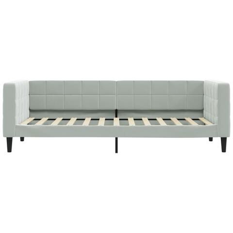 Divano Letto Con Materasso Grigio Chiaro 80x200 Cm In Velluto - Foto 9