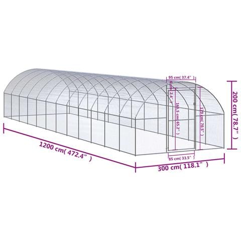 Pollaio Per Esterni 3x12x2 M In Acciaio Zincato - Foto 7