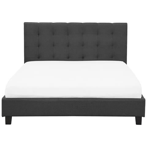 Letto Ad Acqua Tessuto La Rochelle 160 X 200 Cm Grigio Scuro - Foto 2