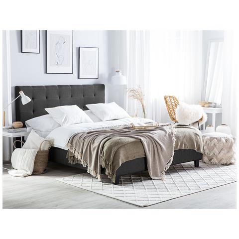 Letto Ad Acqua Tessuto La Rochelle 160 X 200 Cm Grigio Scuro - Foto 1