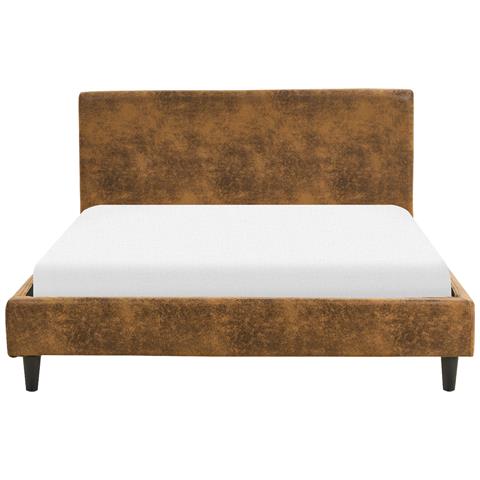 Letto Pelle Sintetica Fitou 140 X 200 Cm Marrone - Foto 2