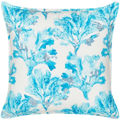Set Di 2 Cuscini Rockweed Cotone 45 X 45 Cm Blu Trama Floreale - Foto 7
