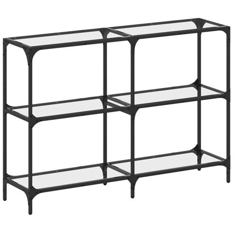 Tavolino Consolle Piano Vetro Trasparente 118,5x30x81cm Acciaio - Foto 2