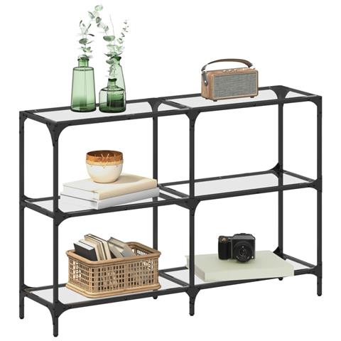 Tavolino Consolle Piano Vetro Trasparente 118,5x30x81cm Acciaio - Foto 3