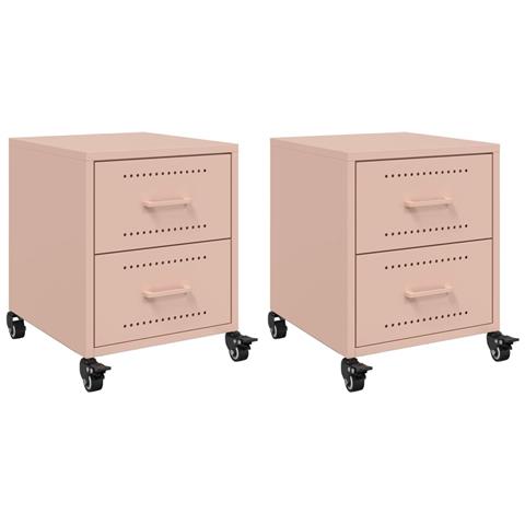 Comodini 2 pz Rosa 36x39x43,5 cm in Acciaio - Foto 1