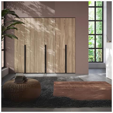 Armadio Coco 6 Ante Battenti Colore Noce America E Maniglie Nero Opaco - Foto 1