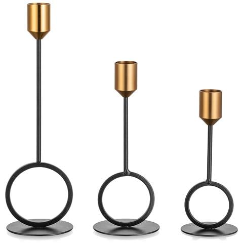 Set Di 3 Candelabri Eleganti Nero E Oro Per Arredare Con Stile La Tua Casa - Foto 1