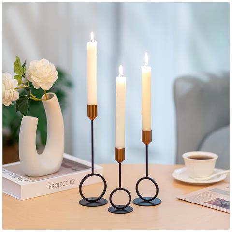 Set Di 3 Candelabri Eleganti Nero E Oro Per Arredare Con Stile La Tua Casa - Foto 5