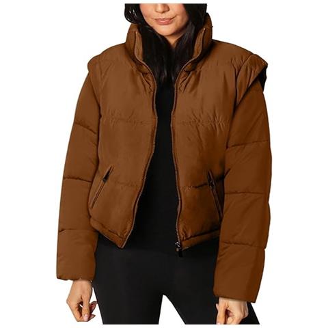 Giacca Da Donna Cicy Bell Piumino Elegante Con Maniche Rimovibili Color Cacao, Taglia M - Foto 1